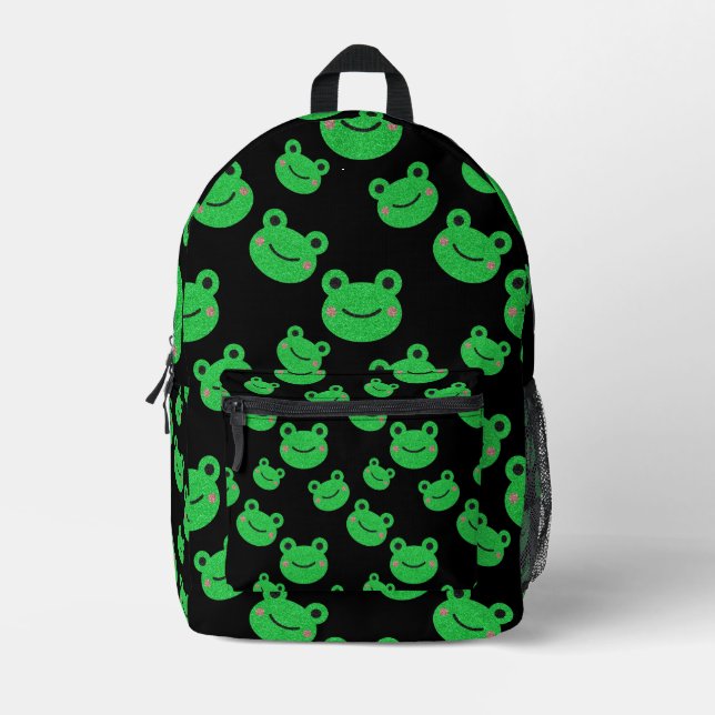 Cute Frog Kids School Printed Backpack (Front)