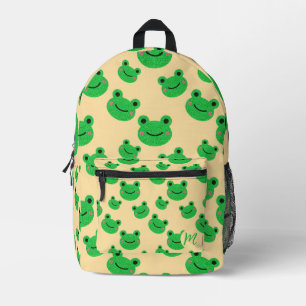 Cute Frog Kids School with Initial Printed Backpack
