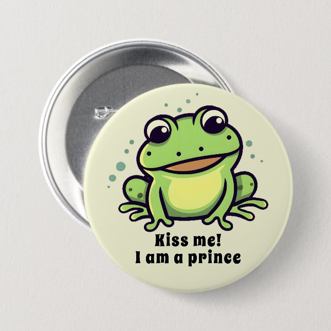 Cute frog kiss me button (Front & Back)