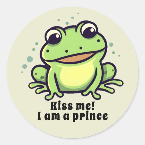 Cute frog kiss me classic round sticker