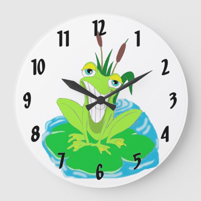 Cute Frog Large Clock (Front)