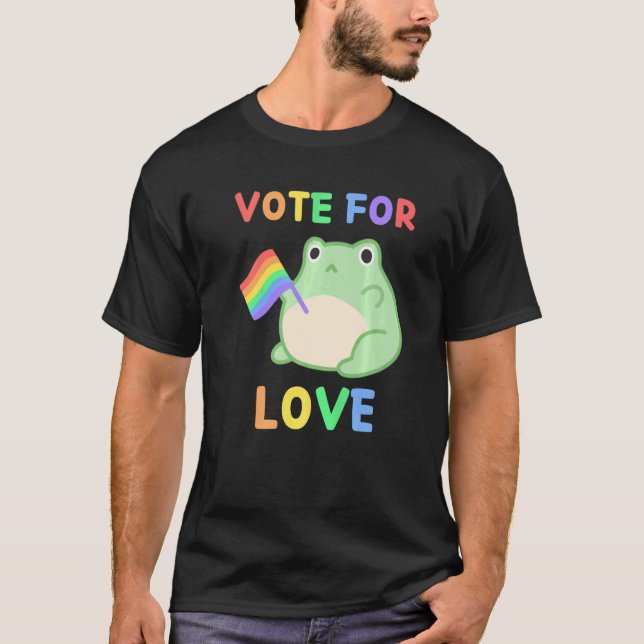 Cute Frog LGBT Bi Pride Proud Gay Lesbian Flag LGB T-Shirt (Front)