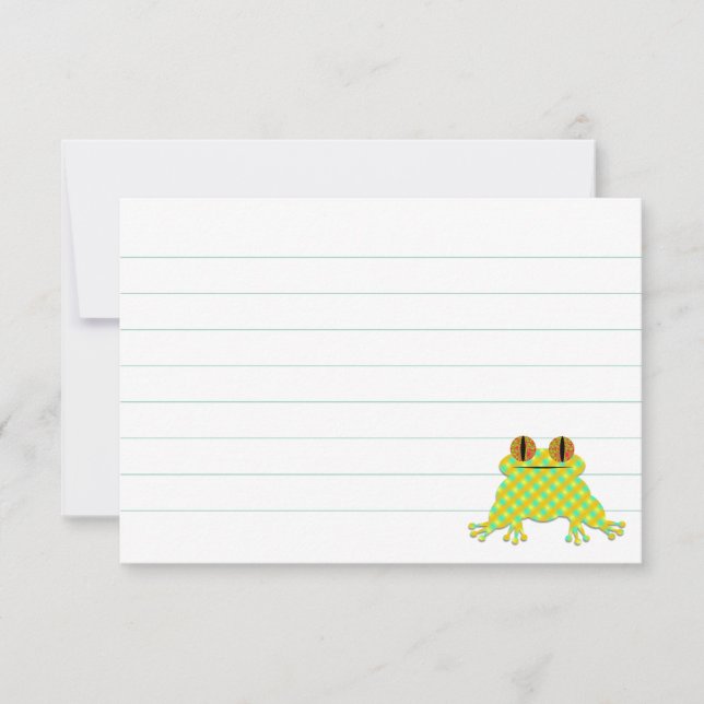 Cute Frog Lined Custom Note Card (Front)