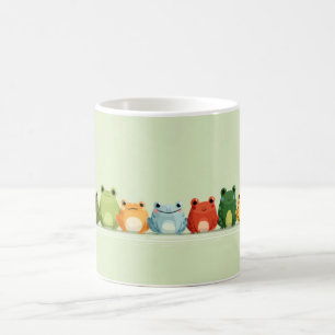 Cute Frog Lineup – Colorful Kawaii Animal Art Coffee Mug