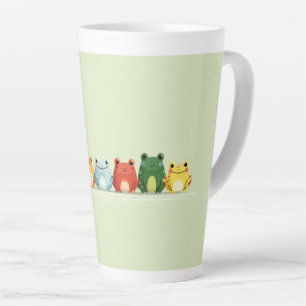 Cute Frog Lineup – Colorful Kawaii Animal Art Latte Mug