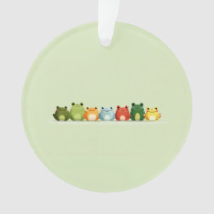 Cute Frog Lineup – Colorful Kawaii Animal Art Ornament