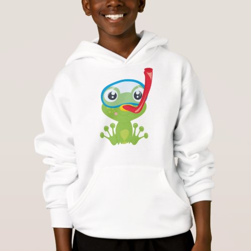 Cute Frog Little Frog Green Frog Snorkel Hoodie