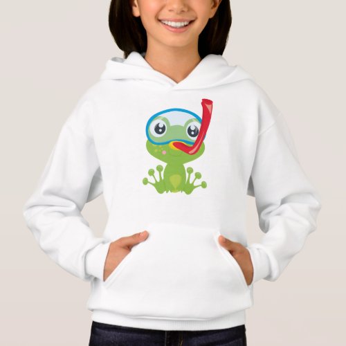 Cute Frog Little Frog Green Frog Snorkel Hoodie