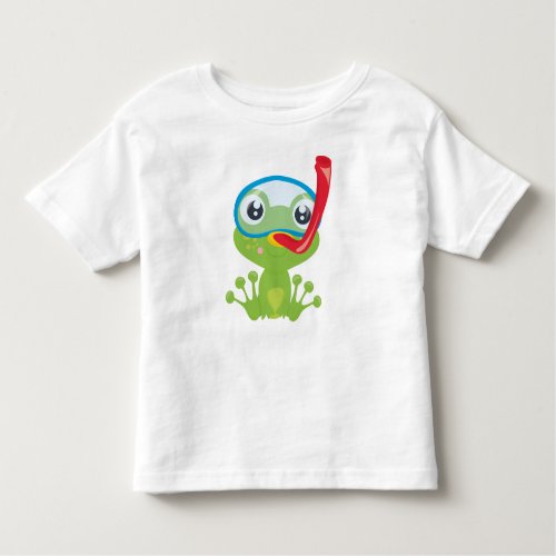 Cute Frog Little Frog Green Frog Snorkel Toddler T_shirt