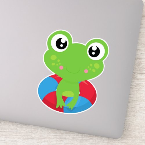 Cute Frog Little Frog Green Frog Swim Ring Sticker