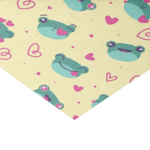 Cute Frog Love Heart Pattern Valentines Day Tissue Paper
