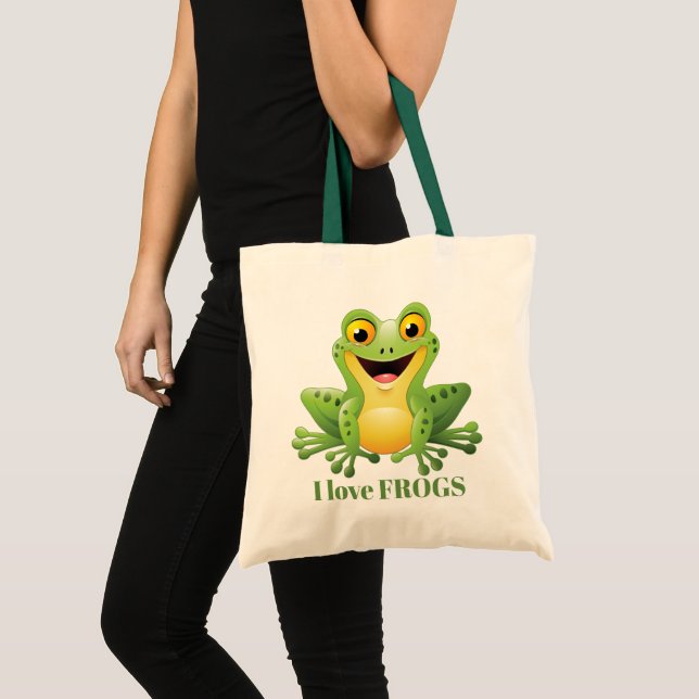 cute frog lover add message tote bag (Front (Product))