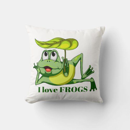 Cute frog lovers add message decor pillow