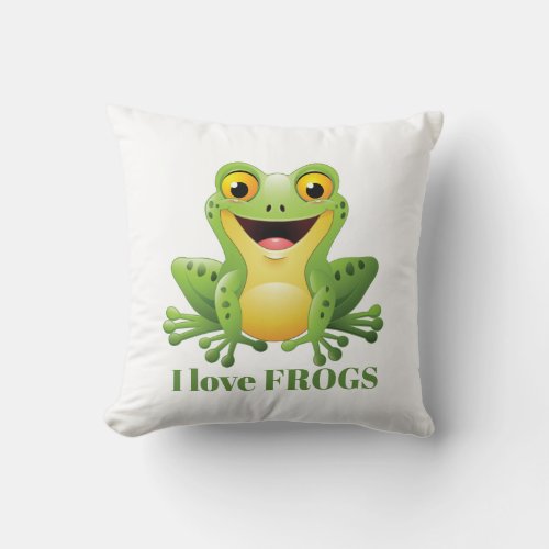 cute frog lovers add message decor throw pillow