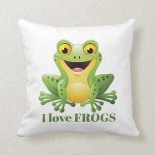 designsanddesigns Funny Green Frog Cartoon Cute Pet Animal Gift Throw Pillow Multicolor 16x16 