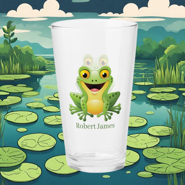 cute frog lovers add name Glass (Creator Uploaded)