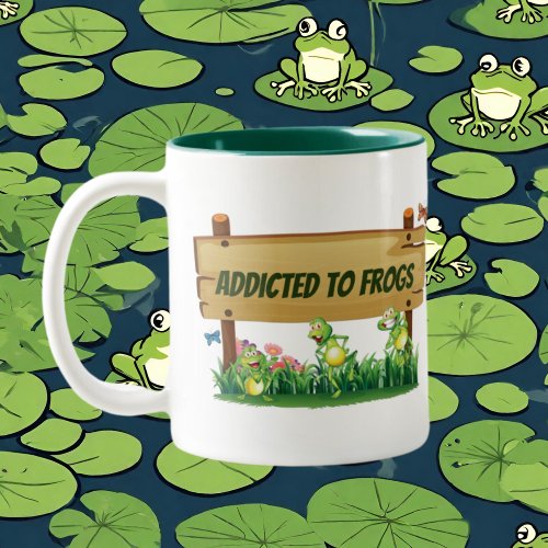 Cute frog lovers add name Two_Tone coffee mug