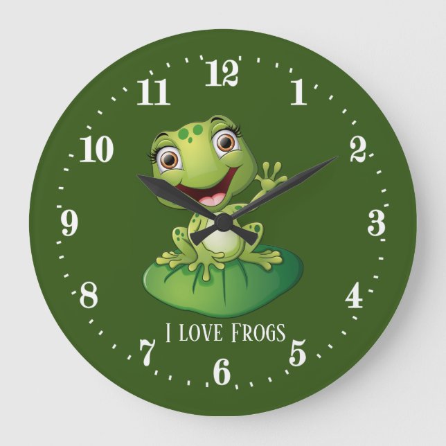 cute frog lovers add text large clock (Front)