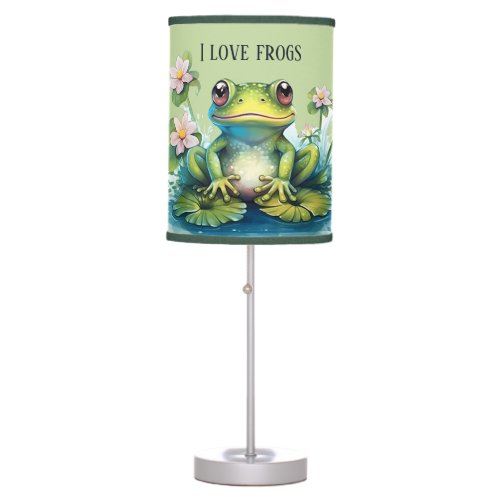 cute frog lovers add text table lamp