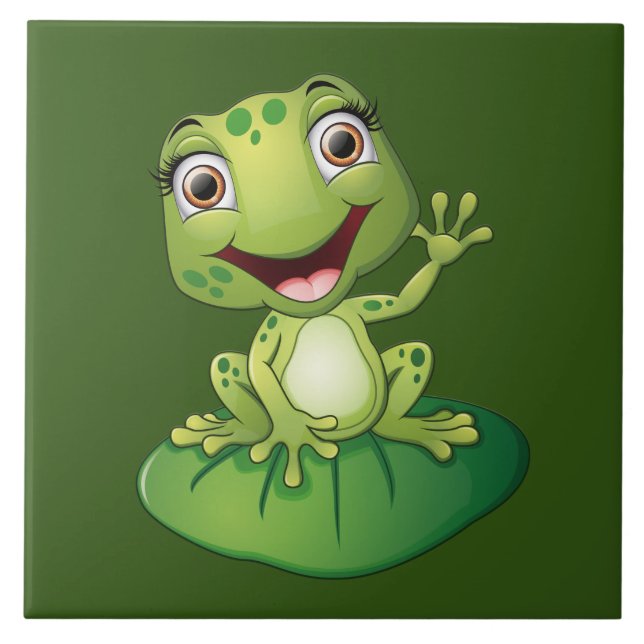 cute frog lovers animal ceramic tile (Front)
