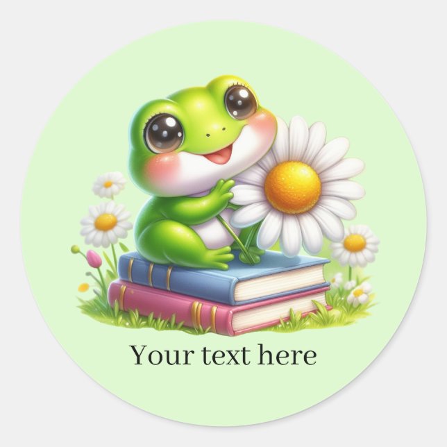 Cute frog lovers customizable  classic round sticker (Front)