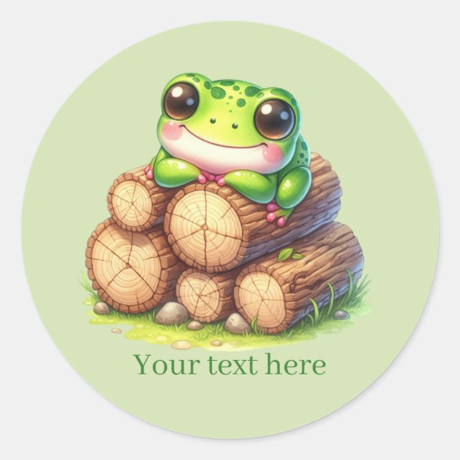 Cute frog lovers customizable classic round sticker (Front)