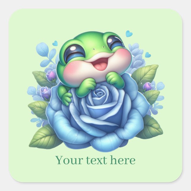 Cute frog lovers customizable  square sticker (Front)