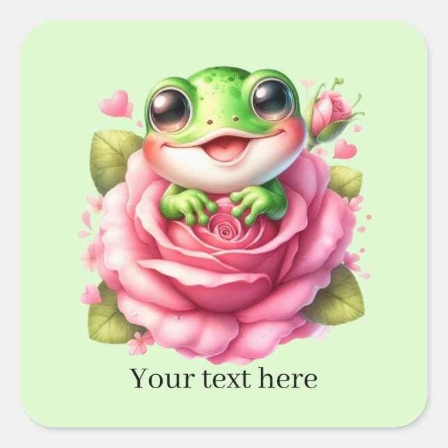 Cute frog lovers customizable  square sticker (Front)