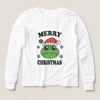 Cute Frog Merry Christmas T-Shirt Tri-Blend Shirts