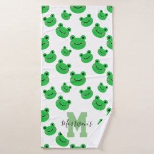 Cute Frog Monogrammed Lux Kids Bath Towel