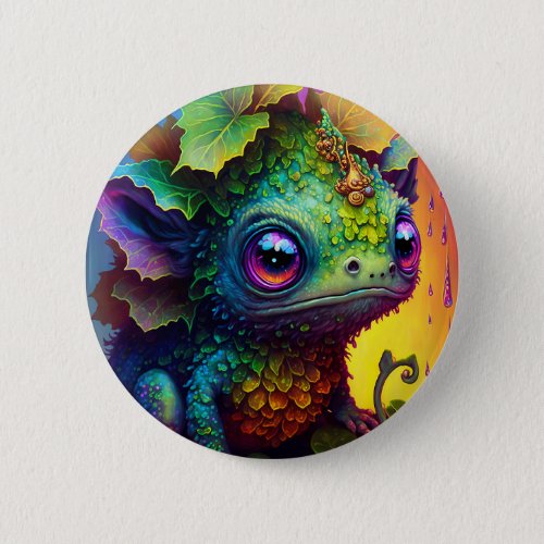 Cute Frog Monster Fantasy Art Button