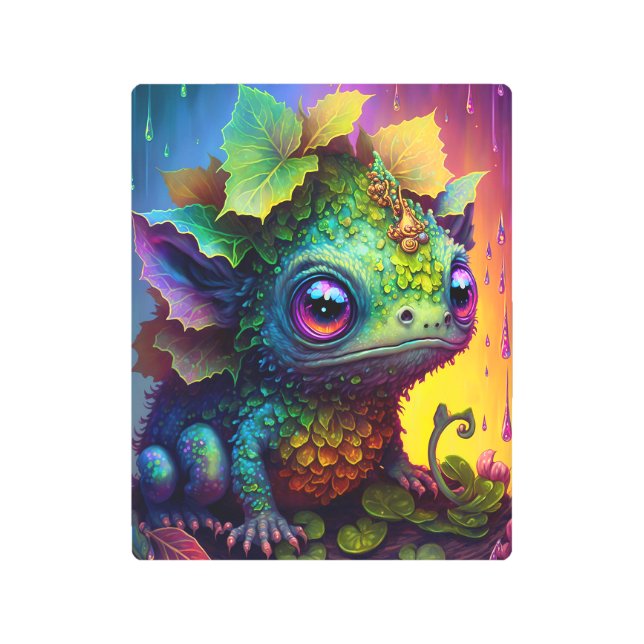 Cute Frog Monster Fantasy Art Metal Print (Front)