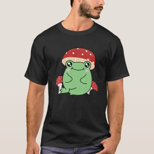 Cute Frog Mushroom Hat _ Cottagecore Esthetic T_Shirt