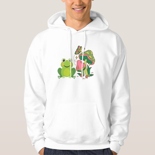 cute frog, mushrooms and butterfly hoodie (Front)