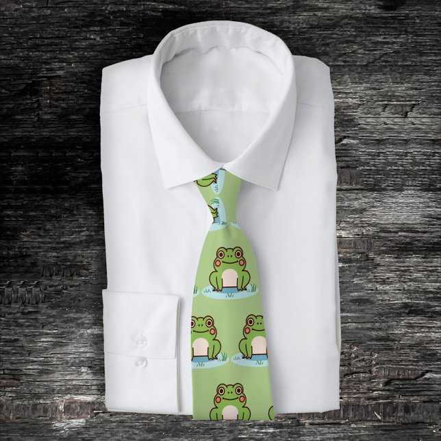 Cute Frog  Neck Tie (Cute Frog Green Neck Tie)
