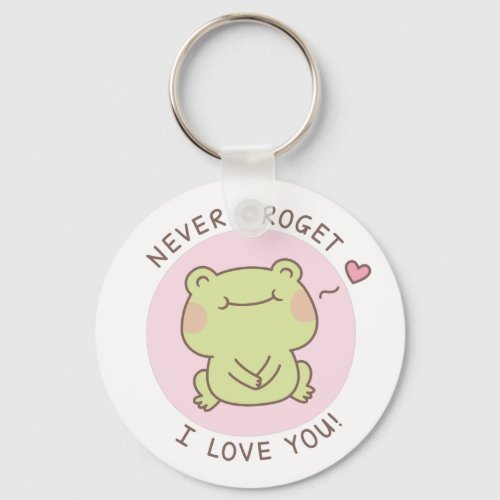 Cute Frog Never Frogret I Love You Love Pun Keychain