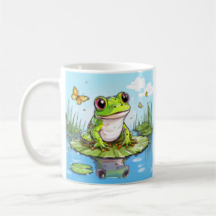 Cute Frog on a Lily Pad Cute Personalized Coffee Mug