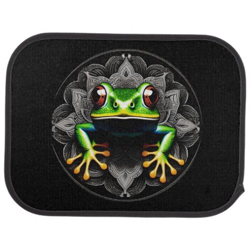 Cute Frog on Black Car Floor Mat