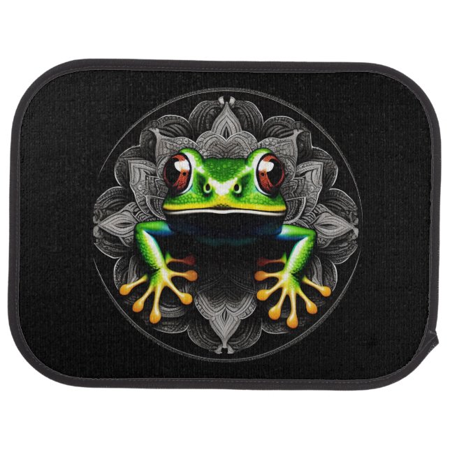 Cute Frog on Black Car Floor Mat (Rear)