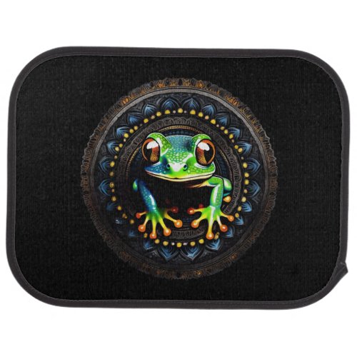Cute Frog on Black Car Floor Mat