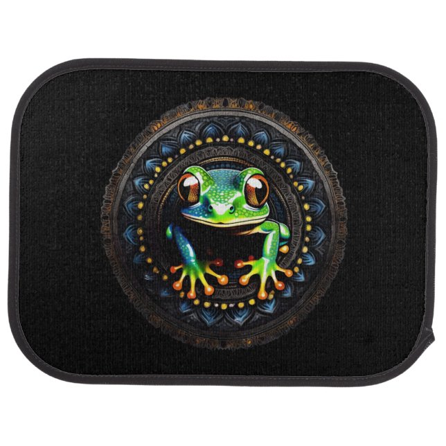 Cute Frog on Black Car Floor Mat (Rear)