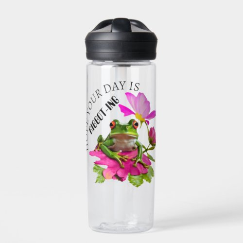  Cute Frog or Toad Pun on Pink Flowers Water Bottle