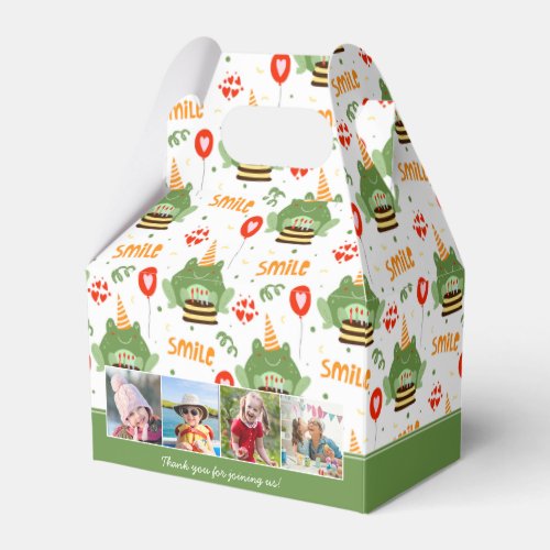 Cute Frog Pattern Happy Birthday Photo Thank You Favor Boxes