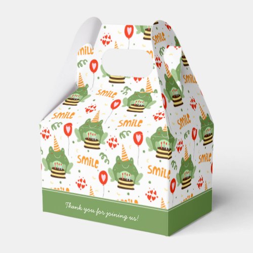 Cute Frog Pattern Happy Birthday Thank You w Name Favor Boxes
