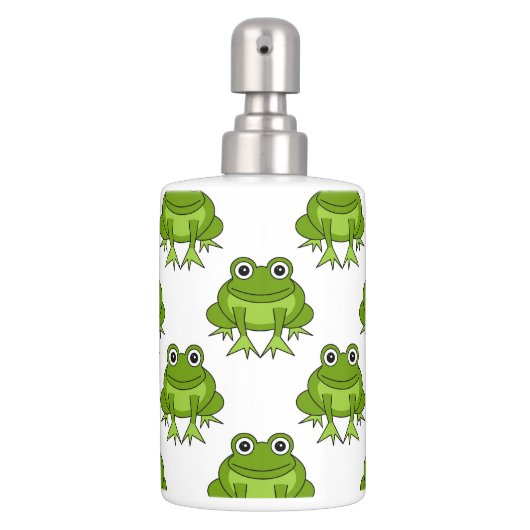 Cute Frog Pattern Soap Dispenser & Toothbrush Holder (Front)