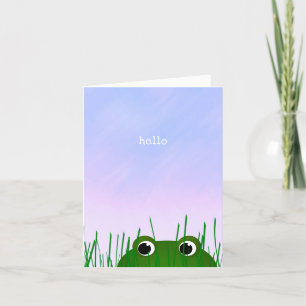 cute frog peeking simple hello I miss you Card