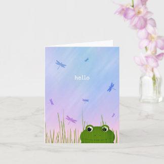 cute frog peeking simple hello thinking of you card