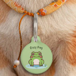 Cute Frog Pet Tag<br><div class="desc">A green pet tag with an illustration of a cute frog on its pond and customizable text above! Get it for your new pet or to make a gift to a family who welcomes a new animal!</div>