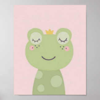 Cute frog.pink background. poster