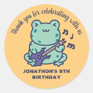 Cute Frog Play Guitar Kids Birthday Party